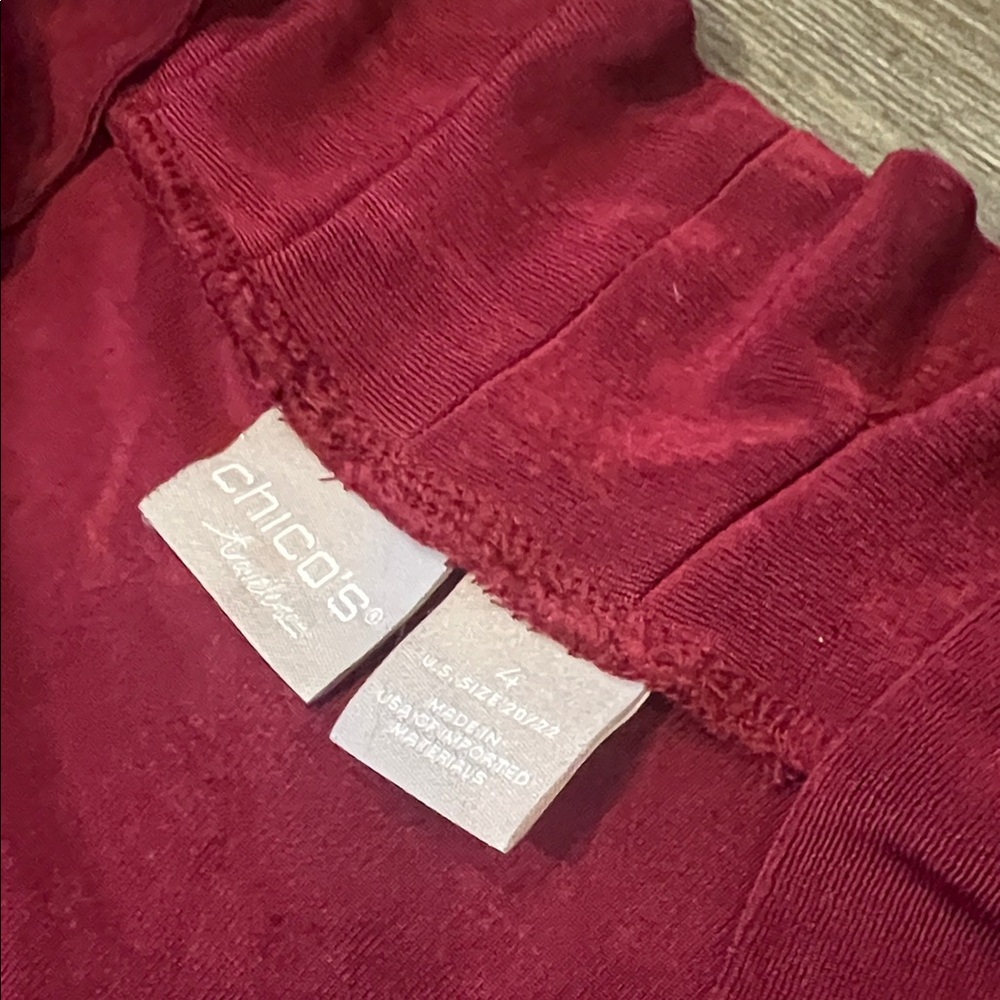 Chico's Elegant Burgundy Women's Stretch Open Front cardigan size 4 - Picture 2 of 6